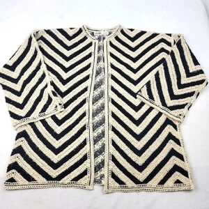 NWOT Zredara black and cream open front cardigan jacket